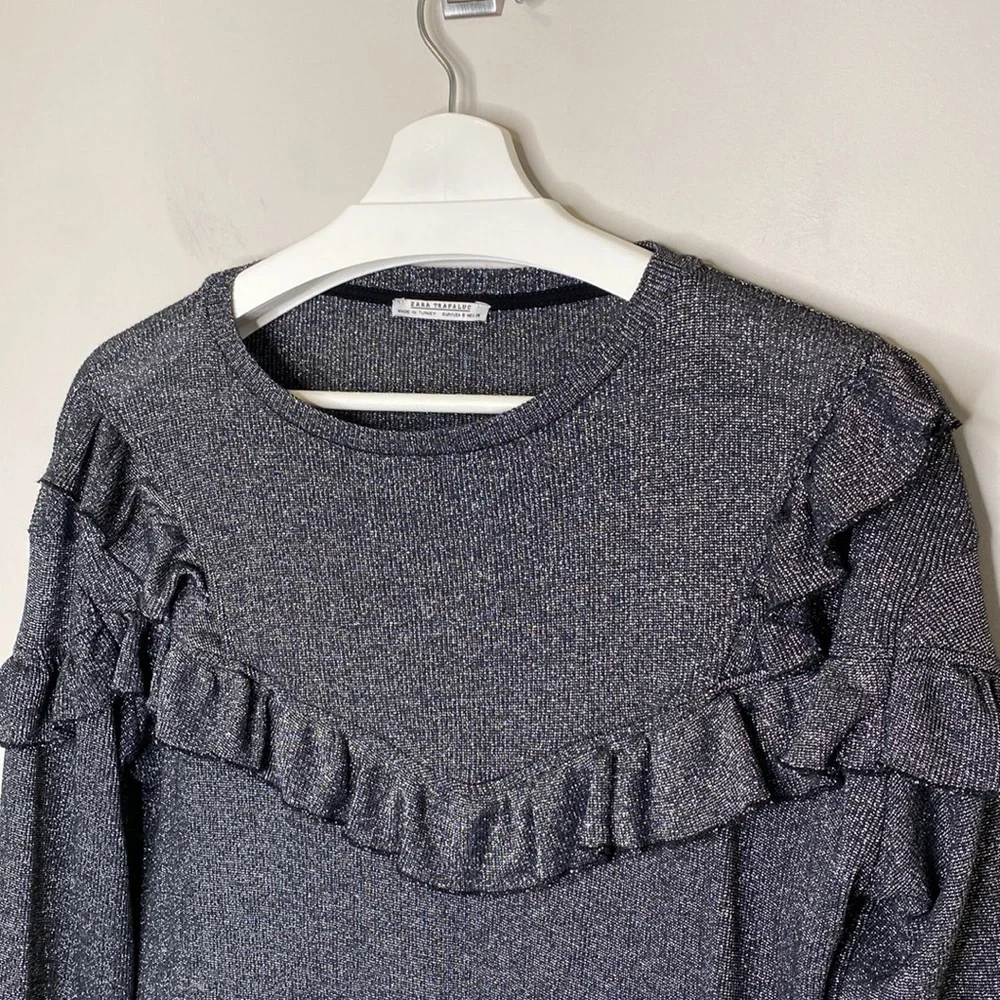 Zara Metallic Thread Ruffled Sweater - Picture 2 of 13